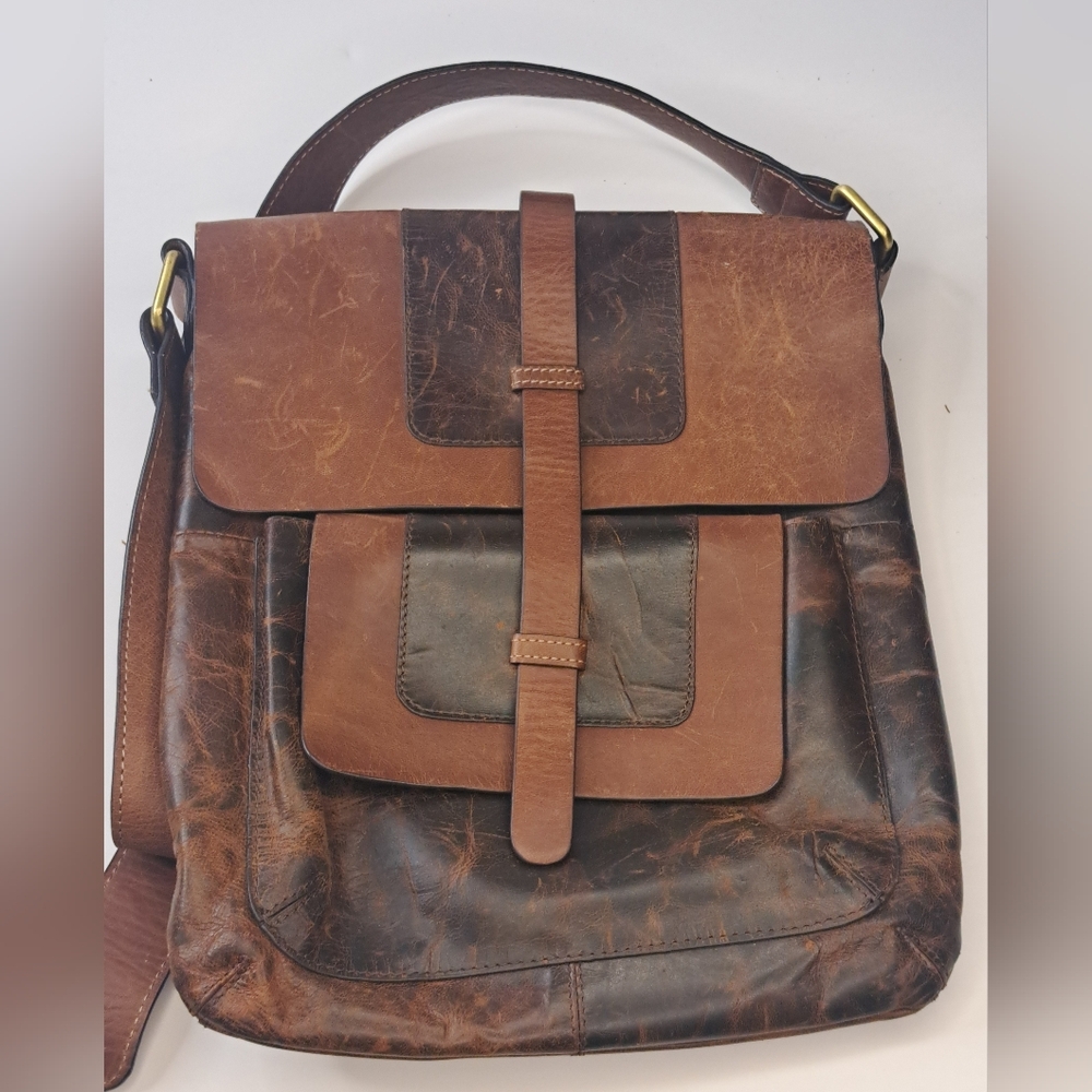 C&C CALIFORNIA Leather Brown Crossbody Bag Purse Satchel Sling Bag